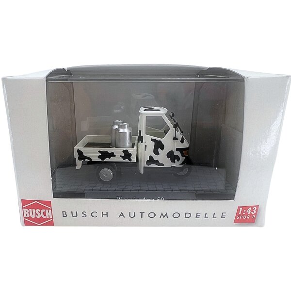 Busch 60004 - Maquette Piaggio Ape 50 M Avec Patch De Vache - Échelle 1/43, Neuve, Fabriquée En Allemagne