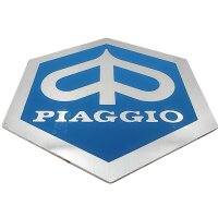 Emblem Piaggio 6-Eck Aluminium / ca. 50 x 58mm