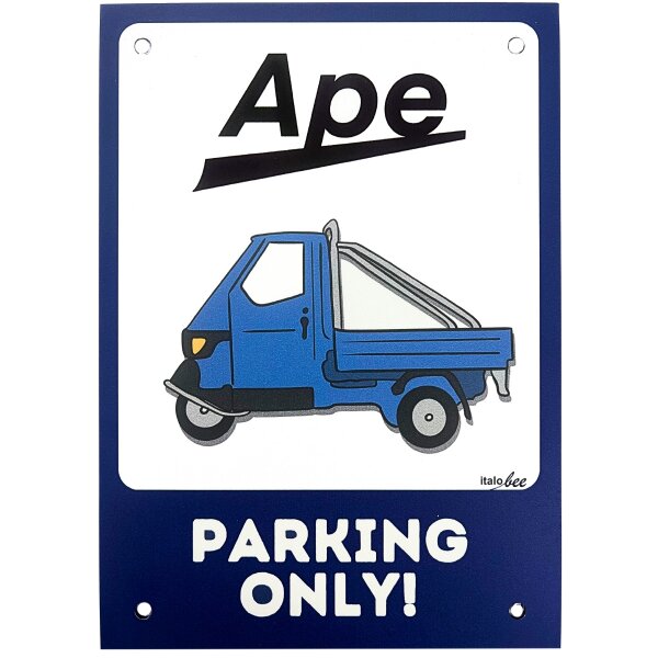 Schild "Ape Cross - Parking only" - Alu-Verbundplatte