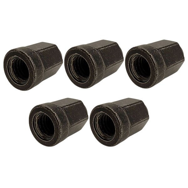 Muttern 5er Set M8x1,25mm Sechskant für Felge, schwarz galvanisiert